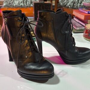 French Connection black leather booties size 8